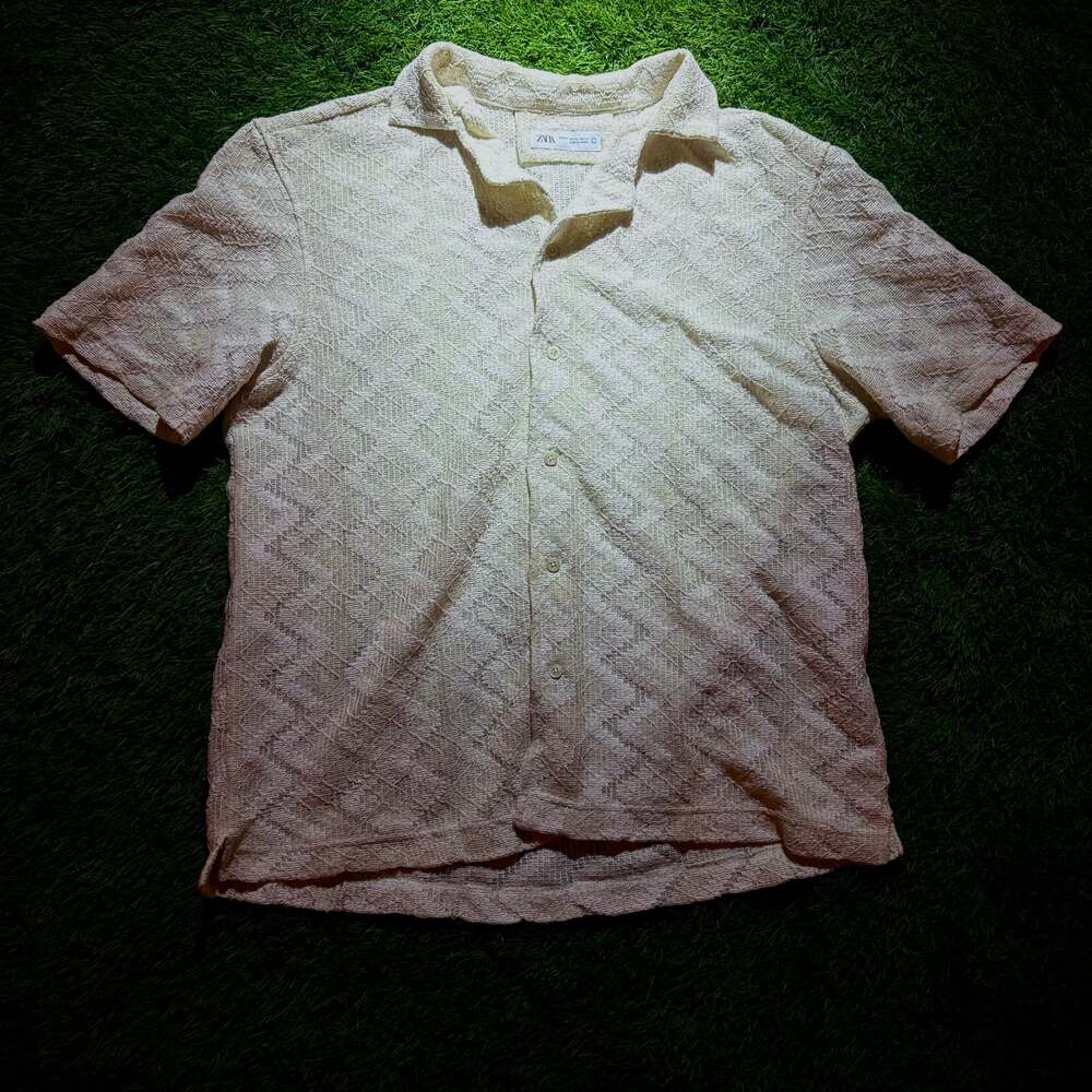 Zara Creme Crochet Knit Top